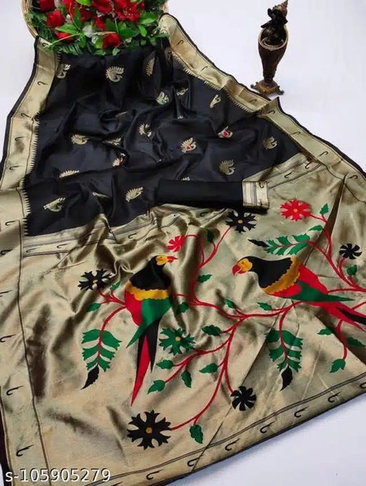 Banarasi Silk Saree With Blouse For Women (Blue, 6.3M) - Pickkart