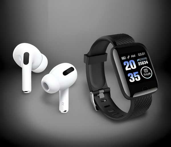 Bluetooth Wireless Earbuds & Smart Watch (Pack Of 2)Assorted Color - Pickkart