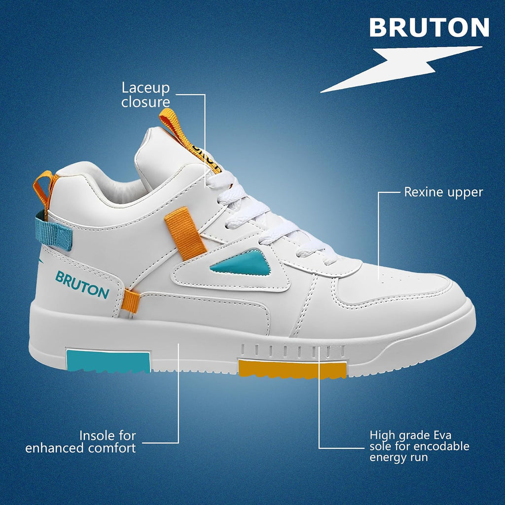 BRUTON Stylish Sneakers Casual Shoes for Men's & Boy's - White - Pickkart