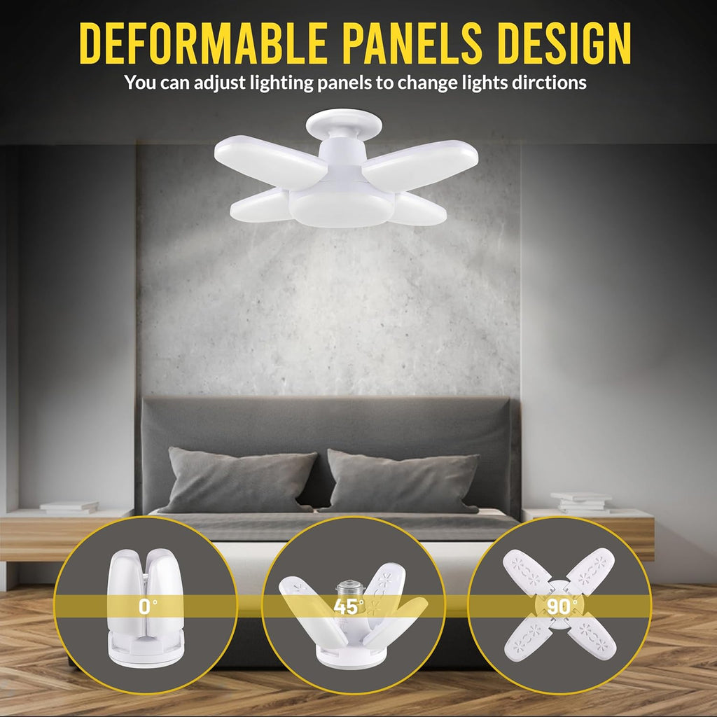 Charkee 25W Cool Day Mini fan Blade 4 Leaf Foldable LED Bulb with Angle Adjustable Ceiling Lights Home - Pickkart