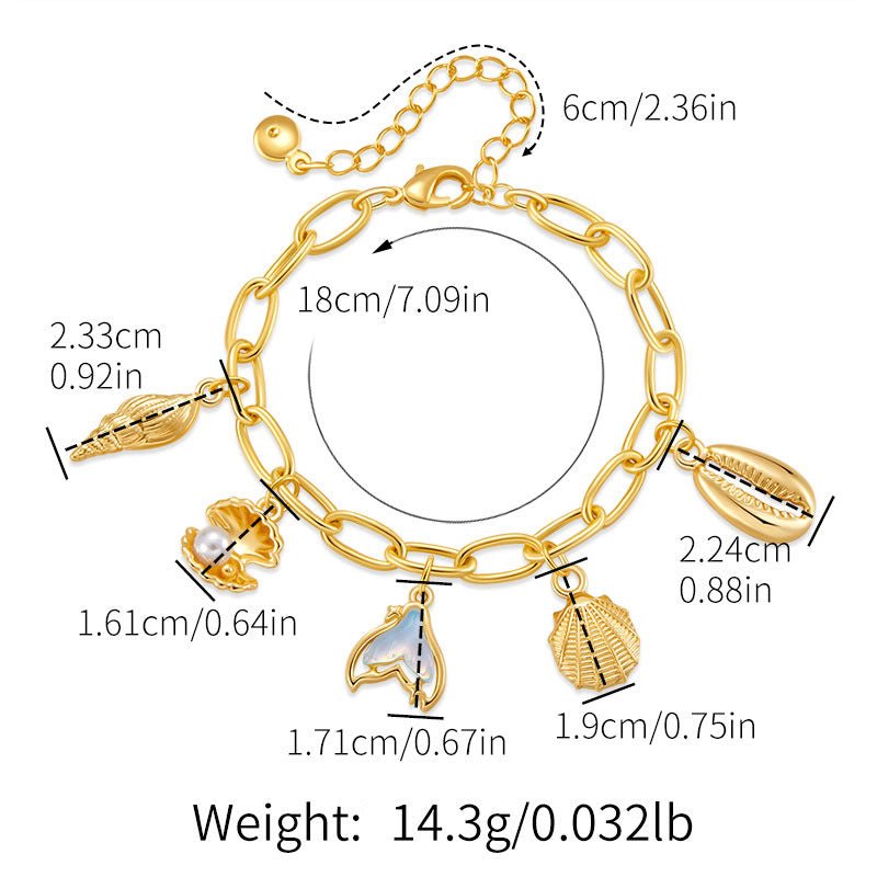 Copper Plating 18K Real Gold Color Retaining Bracelet Retro High Sense Handmade Pendant Bracelet - Pickkart