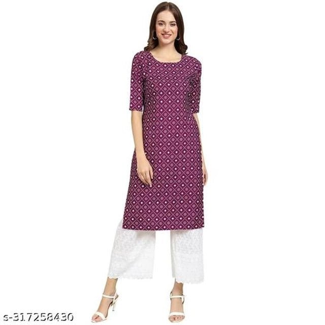 Crepe Printed Kurti for Women (Maroon, S) - Pickkart