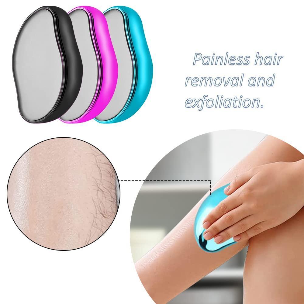 Crystal Hair Eraser for Women and Men, Magic Crystal Hair Remover Painless Exfoliation Hair Removal Tool for Arms Legs Back, Washable Crystal Epilator Without Shaving for Smooth Skin Gifts (random Colour) - Pickkart