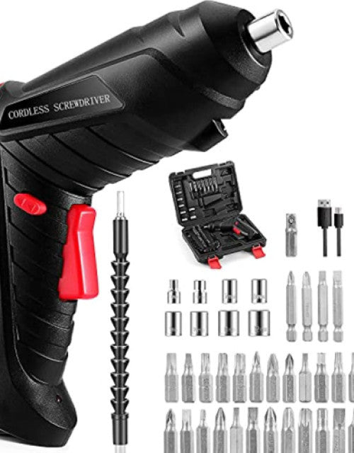 Electric Screwdriver Set, 47 in 1 Rechargeable and Rotatable Cordless Electric Cordless Screwdriver Drill - Pickkart