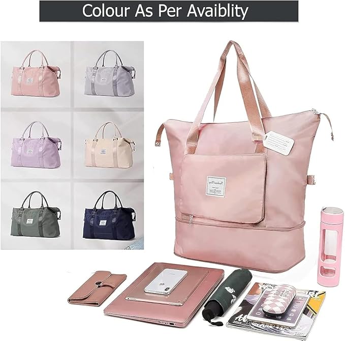 Expandable Folding Travel Bag for Women, Luggage Bag for Travel (Multicolor) - Pickkart