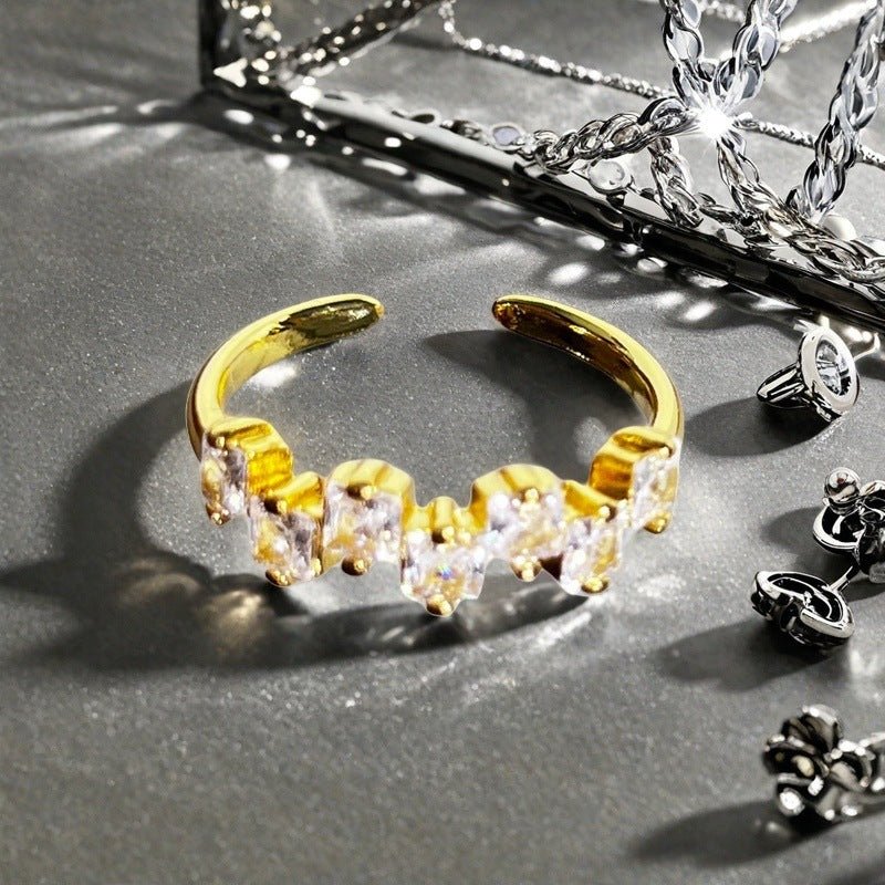 Fashion Color Open - end Zircon Ring Women - Pickkart