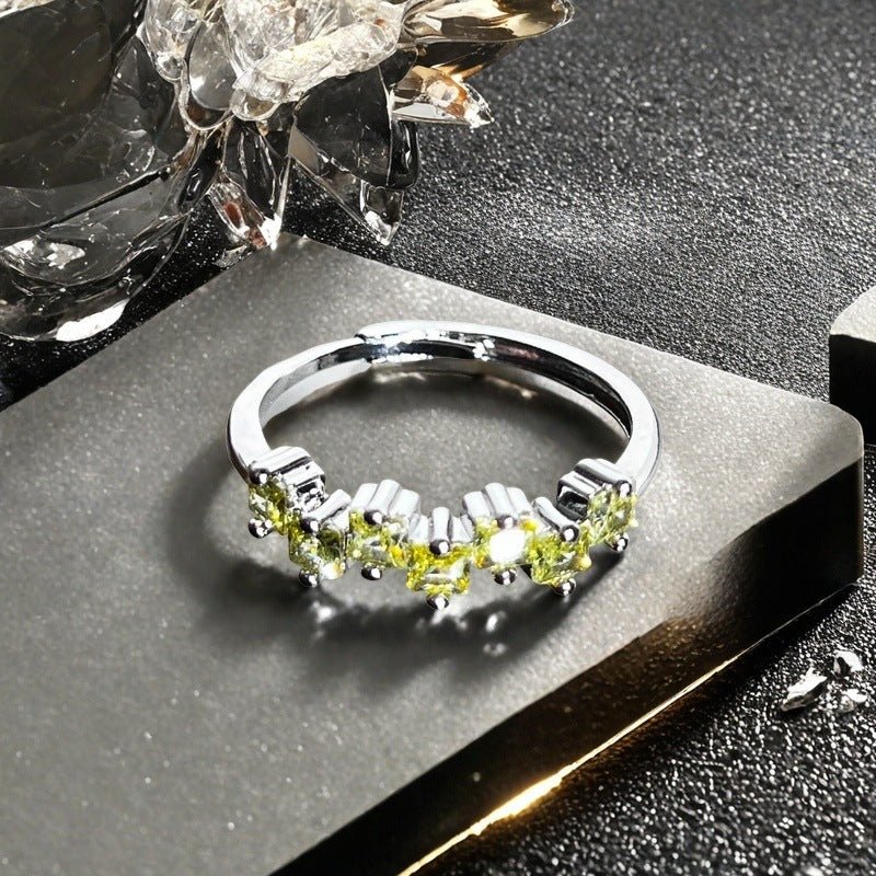 Fashion Color Open - end Zircon Ring Women - Pickkart