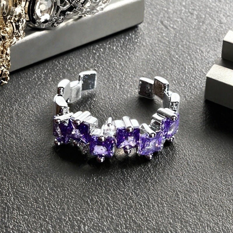 Fashion Color Open - end Zircon Ring Women - Pickkart