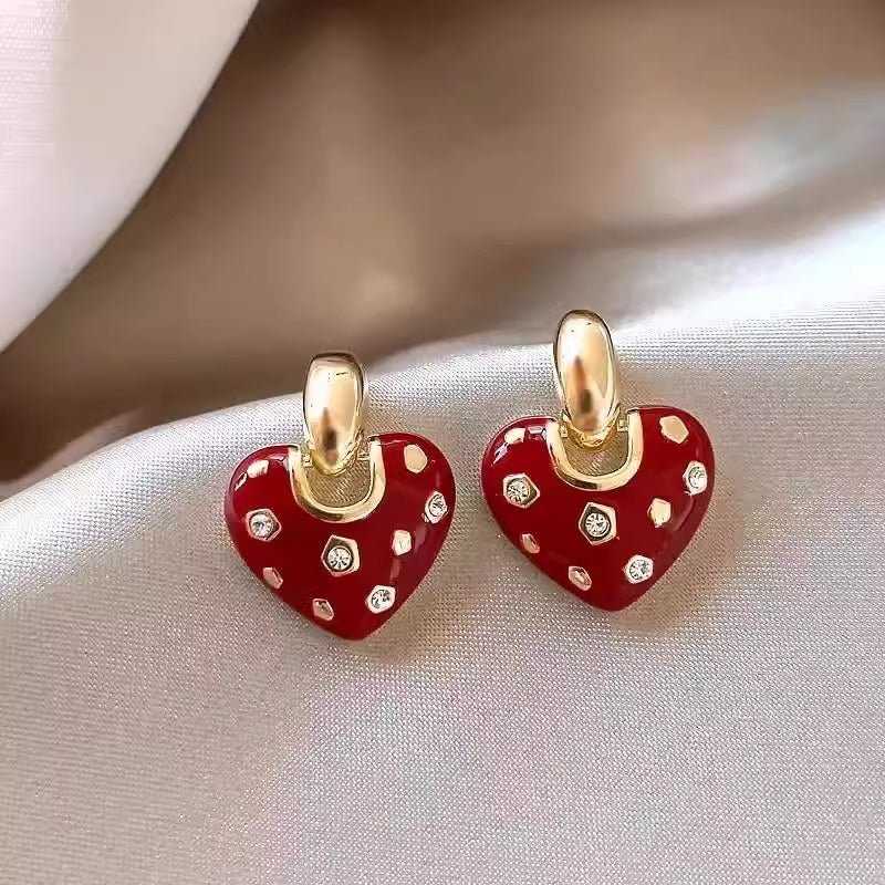 Fashion Red Love Women's Elegant Ear Studs - Pickkart