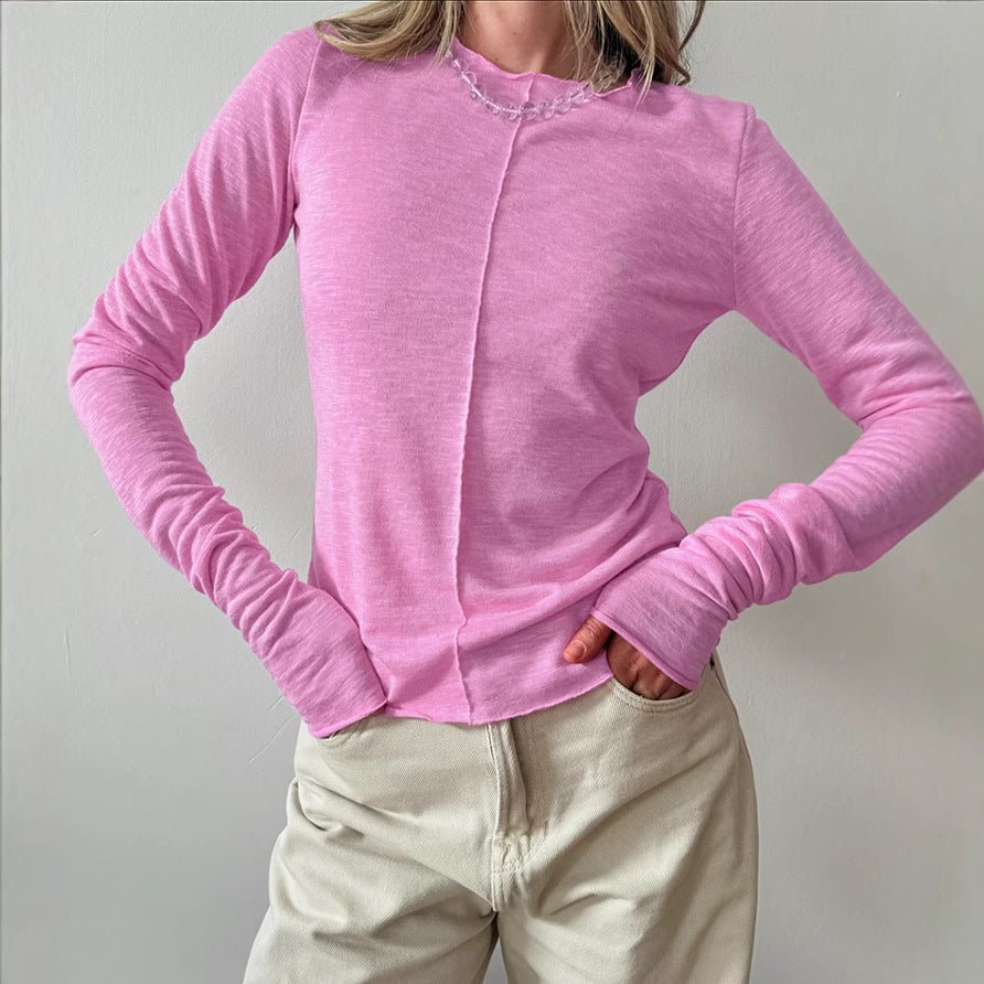 Fashion Round Neck Pullover Long Sleeve T-shirt - Pickkart