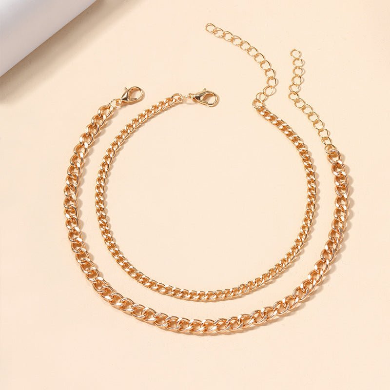 Fashion Simple Chain Double - circle Anklet Women - Pickkart
