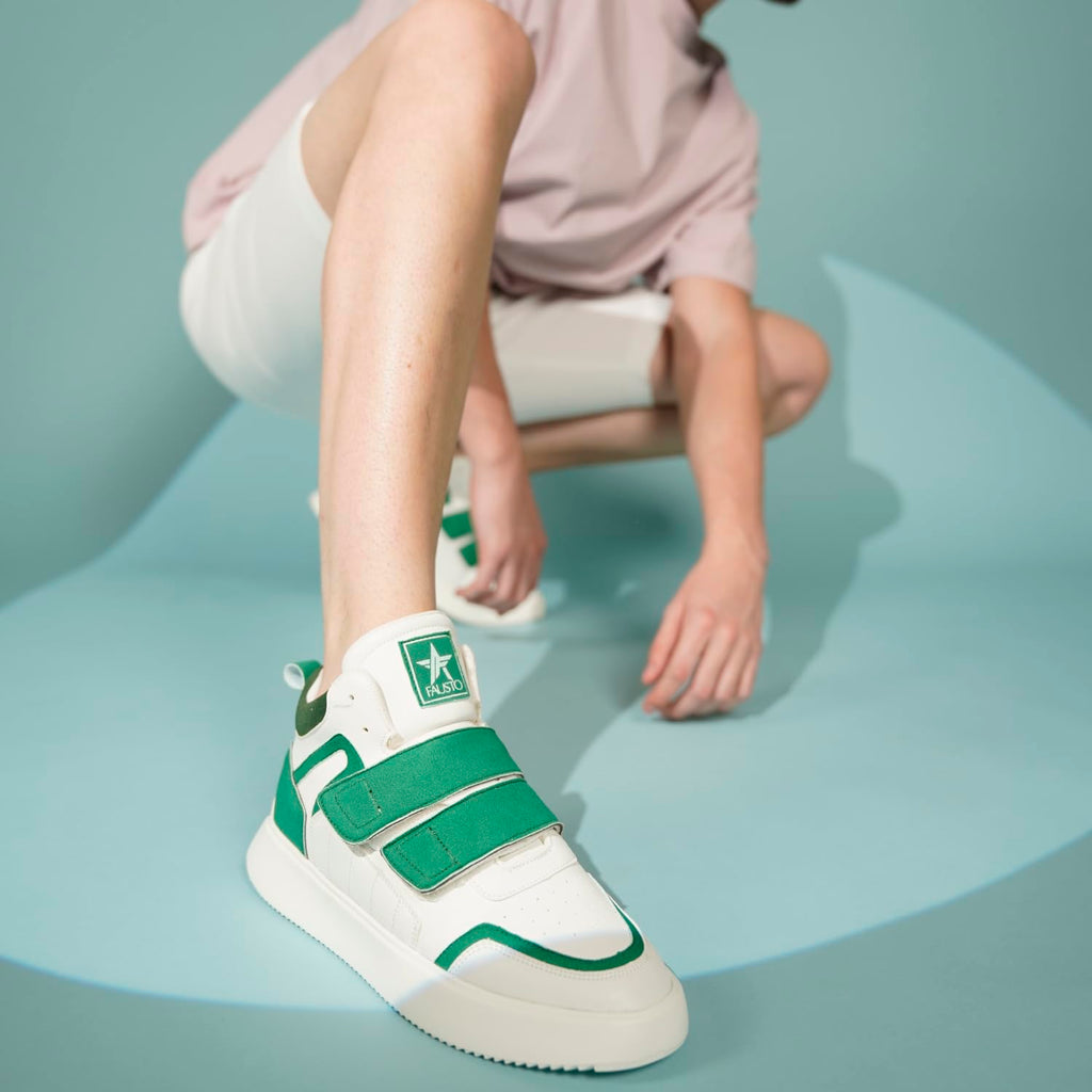 FAUSTO Men's Colorblocked High Top Hook and Loop Adjustable Fasteners Adjustable Classic Sneakers|Memory Cushion Insole|Street Fashion Hi - Top Sneakers - Pickkart