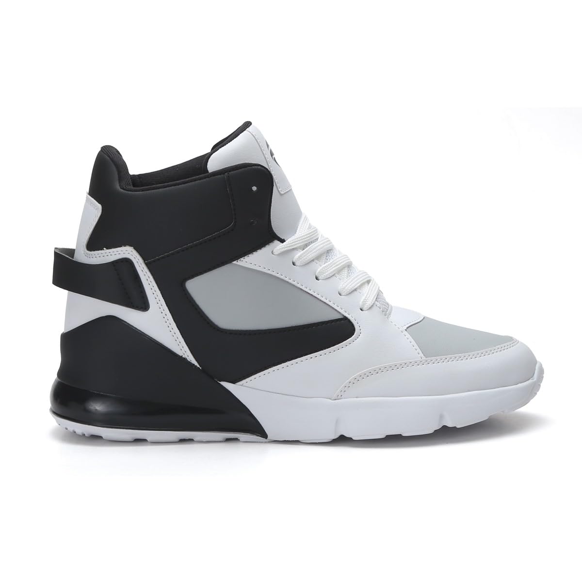 FIELD CARE High - Top Athletic Sneakers, White and Tan Colour Block Design, Lace - up Sports Shoes with Black Accents - Pickkart