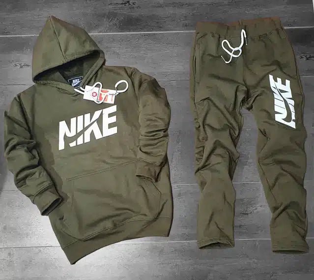 Fleece Hooded Tracksuits for Men (Olive, M) - Pickkart