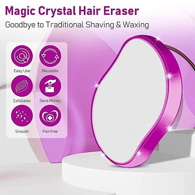 FLETIX Crystal Hair Eraser Stone, Painless Magic Crystal Hair Remover for Women Men, Hair Removal Eraser Exfoliator Tool for Arms Legs Back Bikini Body Any Part (Multicolor) - Pickkart