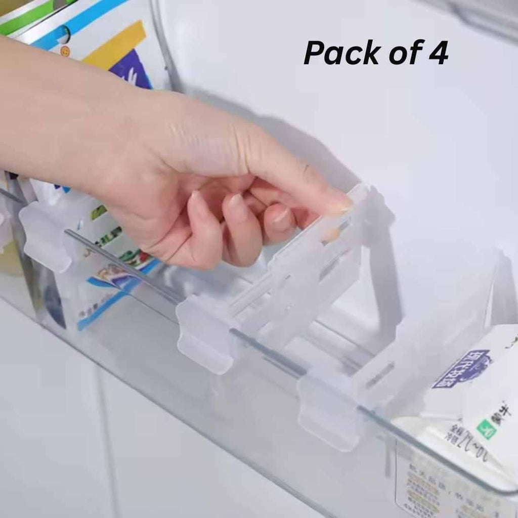 Fridge Organiser Space Dividing Bottle Food Packets Organizer for Refrigerator (SET of 4) - Pickkart