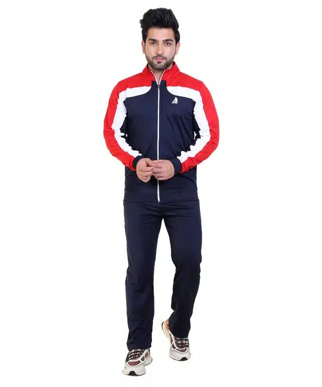 Full Sleeves Tracksuit for Men (Red & Blue, S) - Pickkart