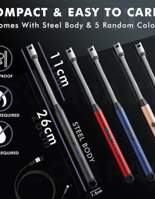 Gas Lighter for Kitchen Use Rechargeable Electric Lighter Diwali Lighter Stove and Candle Lighter with USB Charging (Pack of 1) - Pickkart