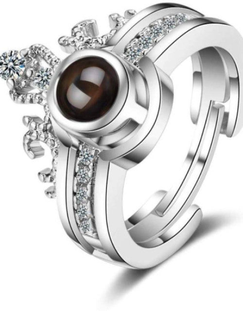 Glossy Finish Alloy Cubic Zirconia Sterling Silver Plated Ring - Pickkart