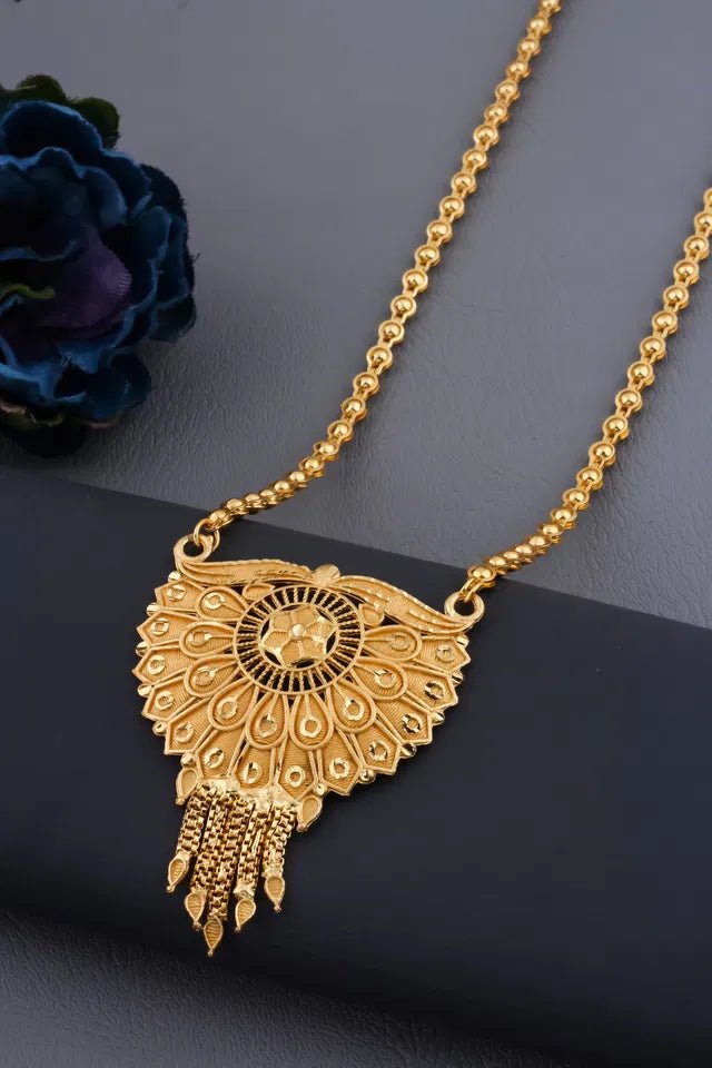 Gold plated Long Moti Mala Mangalsutra With Short Mangalsutra (30 Inch And 24 Inch) - Pickkart