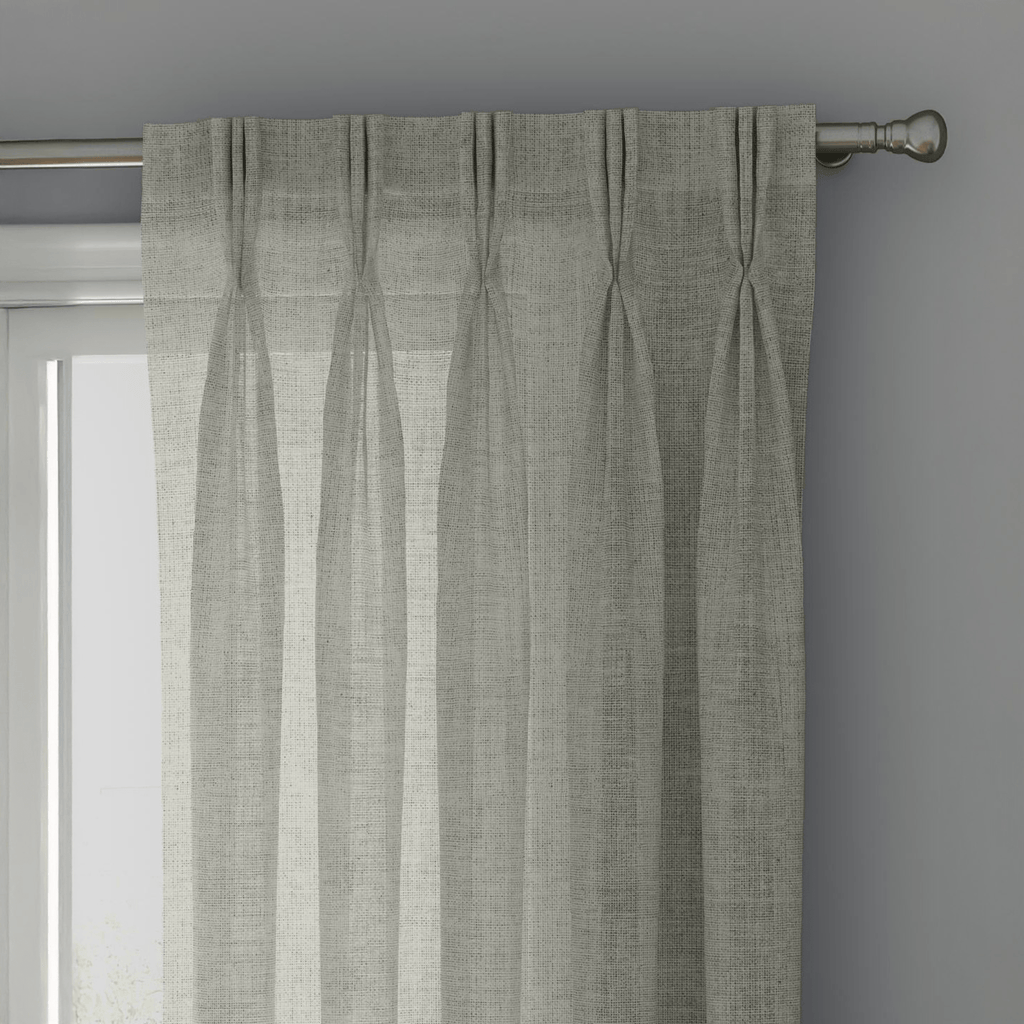 Ivory Linen Sheer Curtains - Triple Pinch Pleat - Standard Sizes & Made to Measure - Pickkart