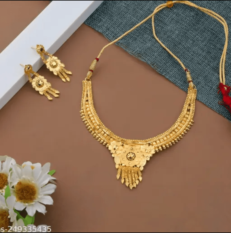 Jewellery Set Grand Look Gold Plated Necklace And Earring Set - Pickkart