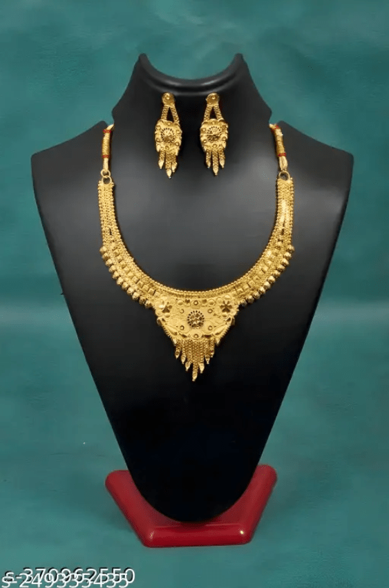 Jewellery Set Grand Look Gold Plated Necklace And Earring Set - Pickkart