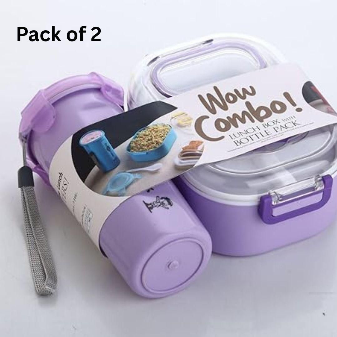 Lunchbox with Bottle Leak Proof & BPA Perfect Lunchbox (Pack of 2) - Pickkart