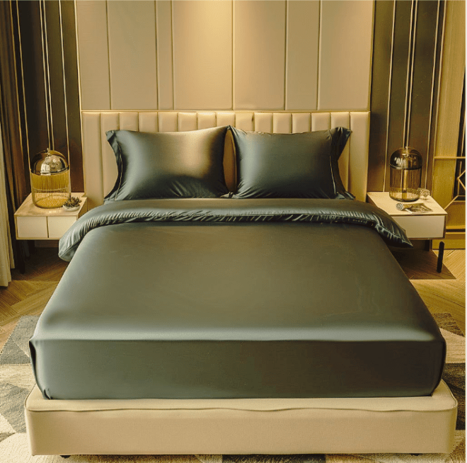 Maroon Premium Satin Elastic Fitted Sheets with 2 Pillow Covers - Pickkart