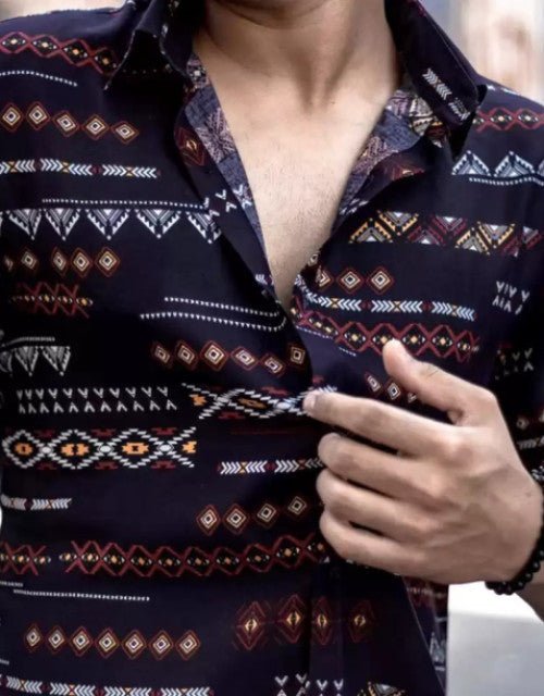 Men Regular Fit Self Design Casual Shirt - Pickkart