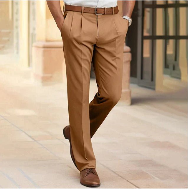 Men's Casual Suit Pants Fashion Trousers Mid Waist Straight Long Pants For Office Business Formal - Pickkart