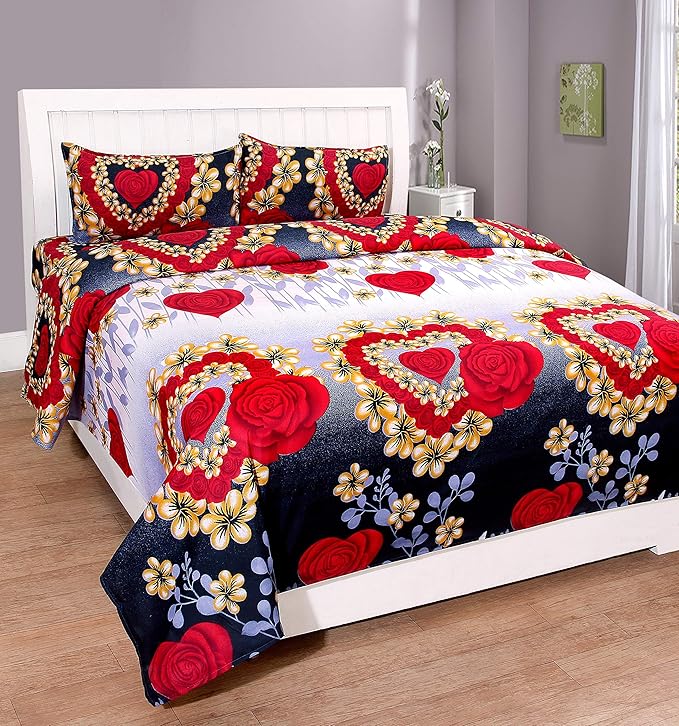 Microfiber Double Floral Flat Bedsheet - Pickkart