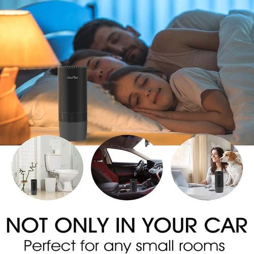 Mini Car Air Purifier True HEPA Air Purifier Ionizer Portable Air Cleaner Black - Pickkart