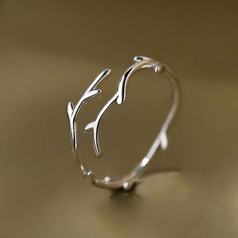 Minimalist Branches Classic Opening Adjustable Ring - Pickkart