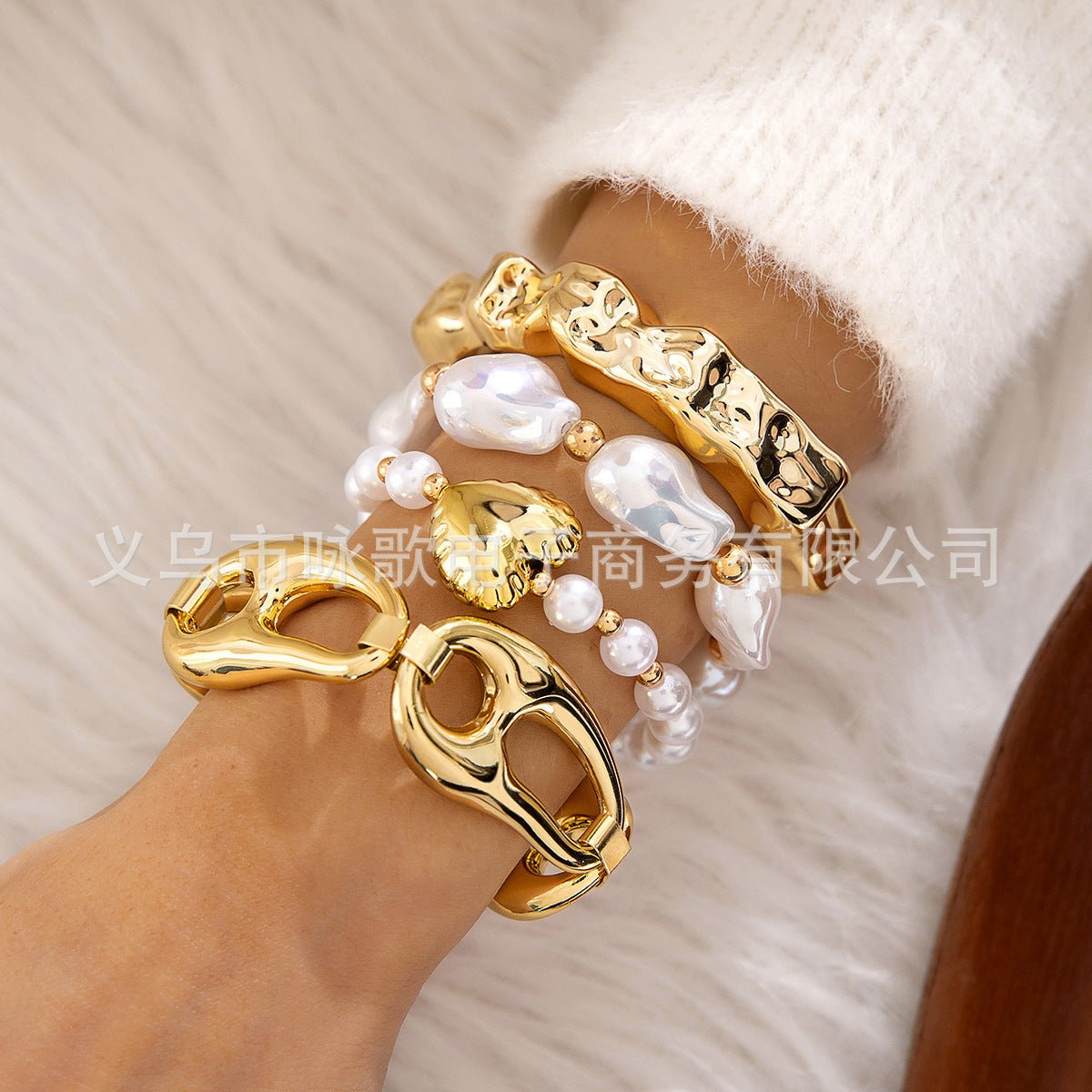 New Multi - layer Line Winding Geometric Open Bracelet Suit - Pickkart