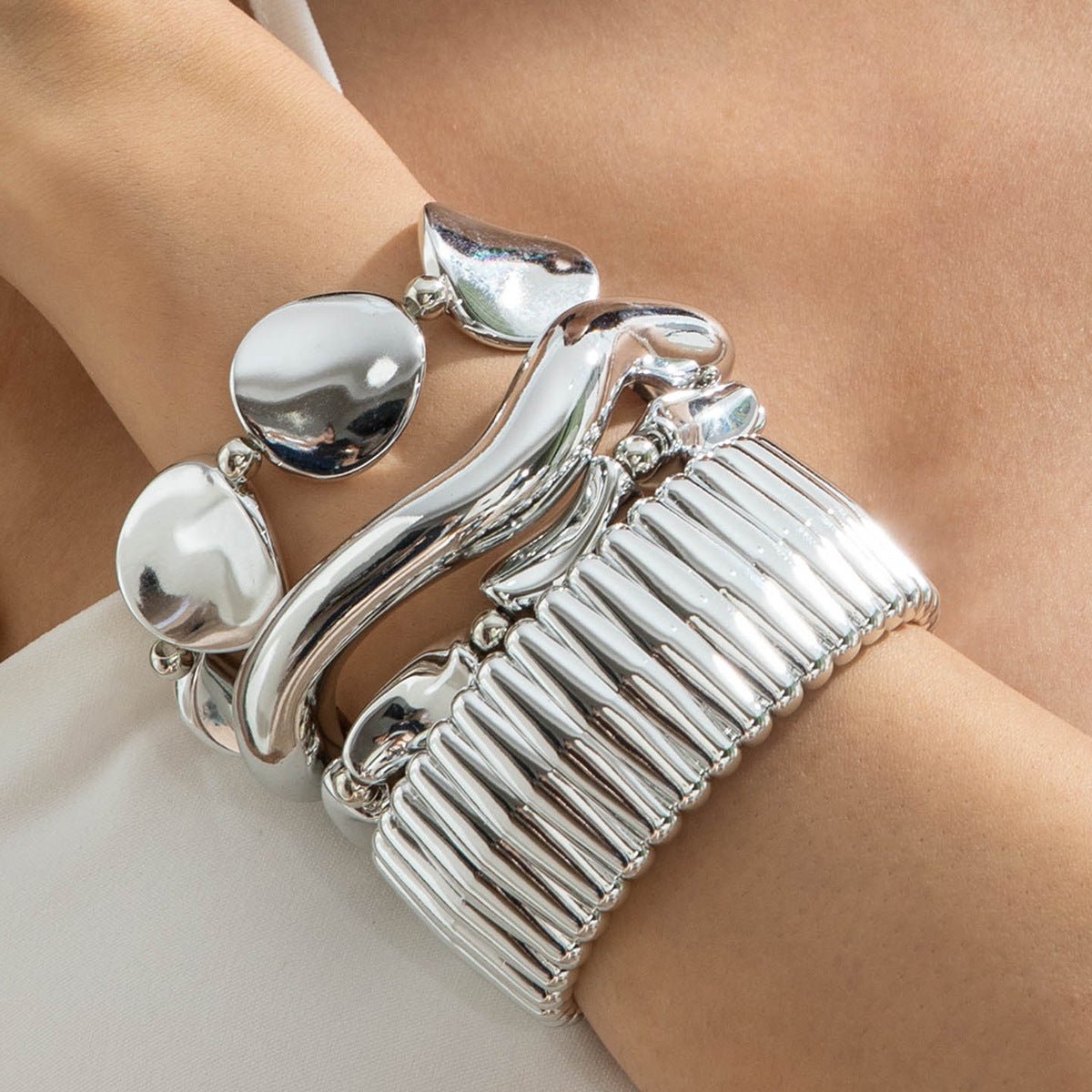 New Multi - layer Line Winding Geometric Open Bracelet Suit - Pickkart