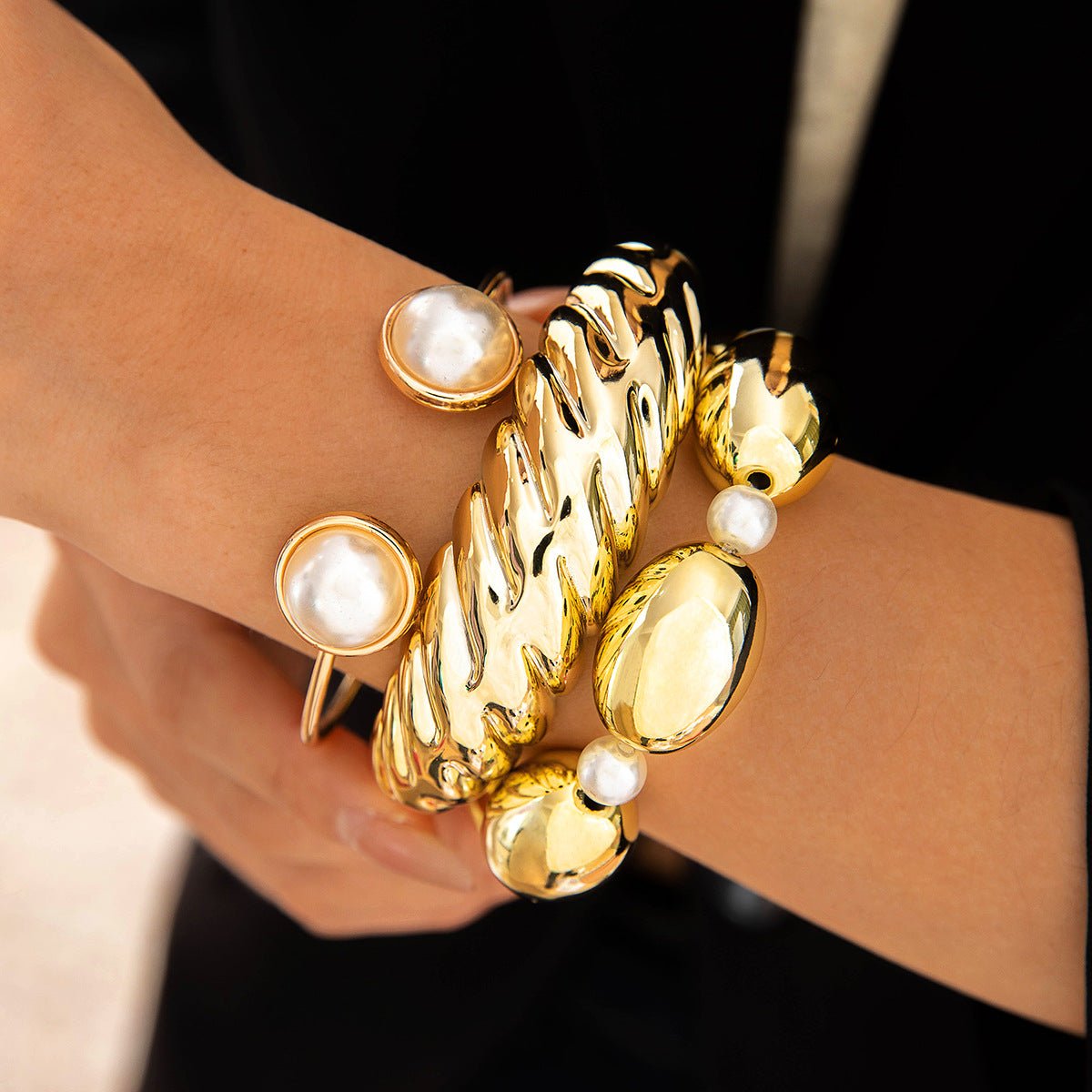 New Multi - layer Line Winding Geometric Open Bracelet Suit - Pickkart