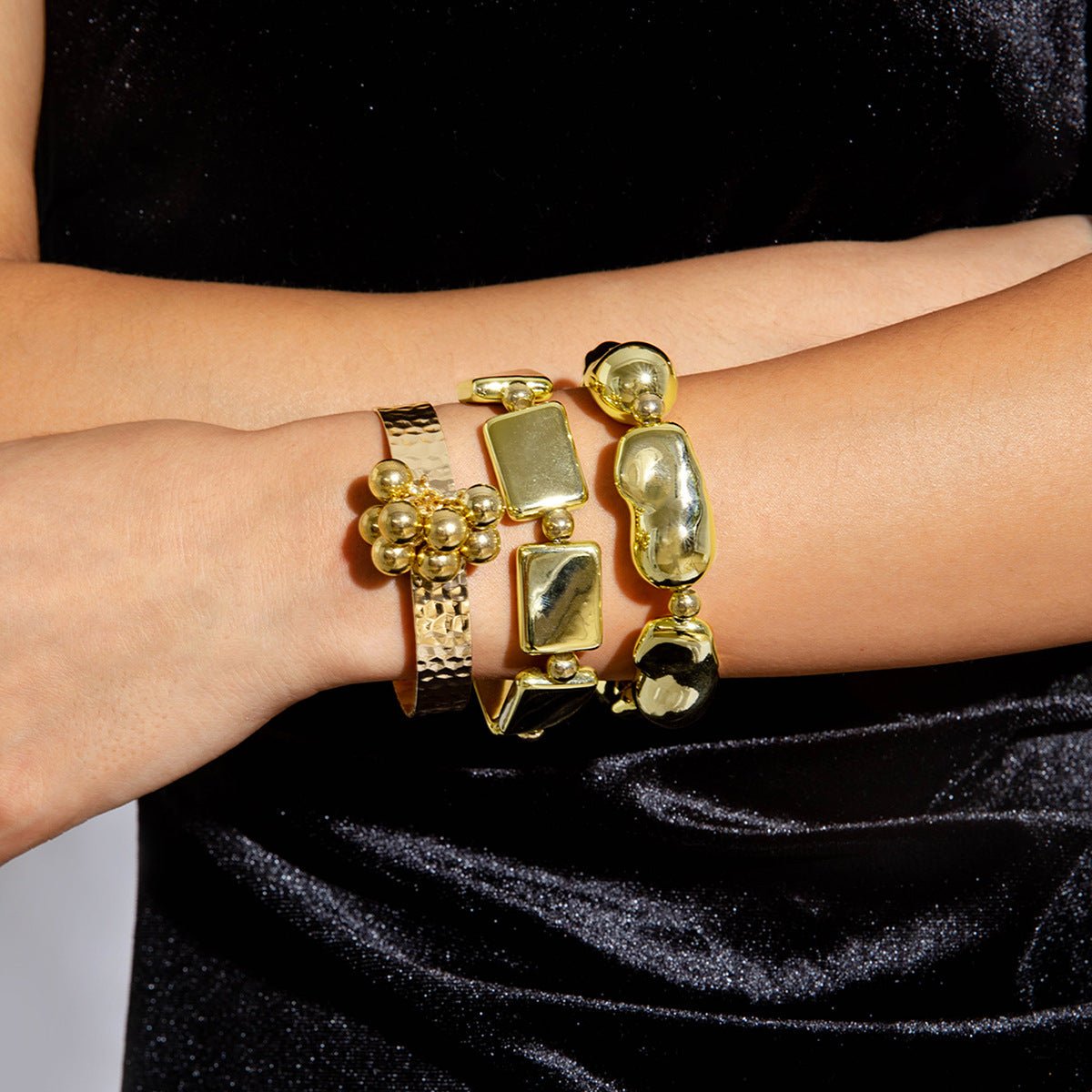 New Multi - layer Line Winding Geometric Open Bracelet Suit - Pickkart