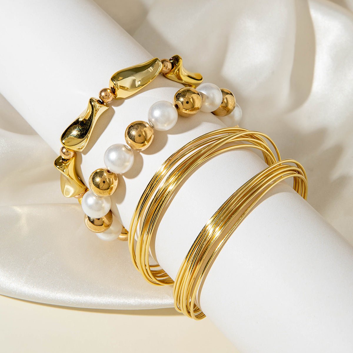 New Multi - layer Line Winding Geometric Open Bracelet Suit - Pickkart