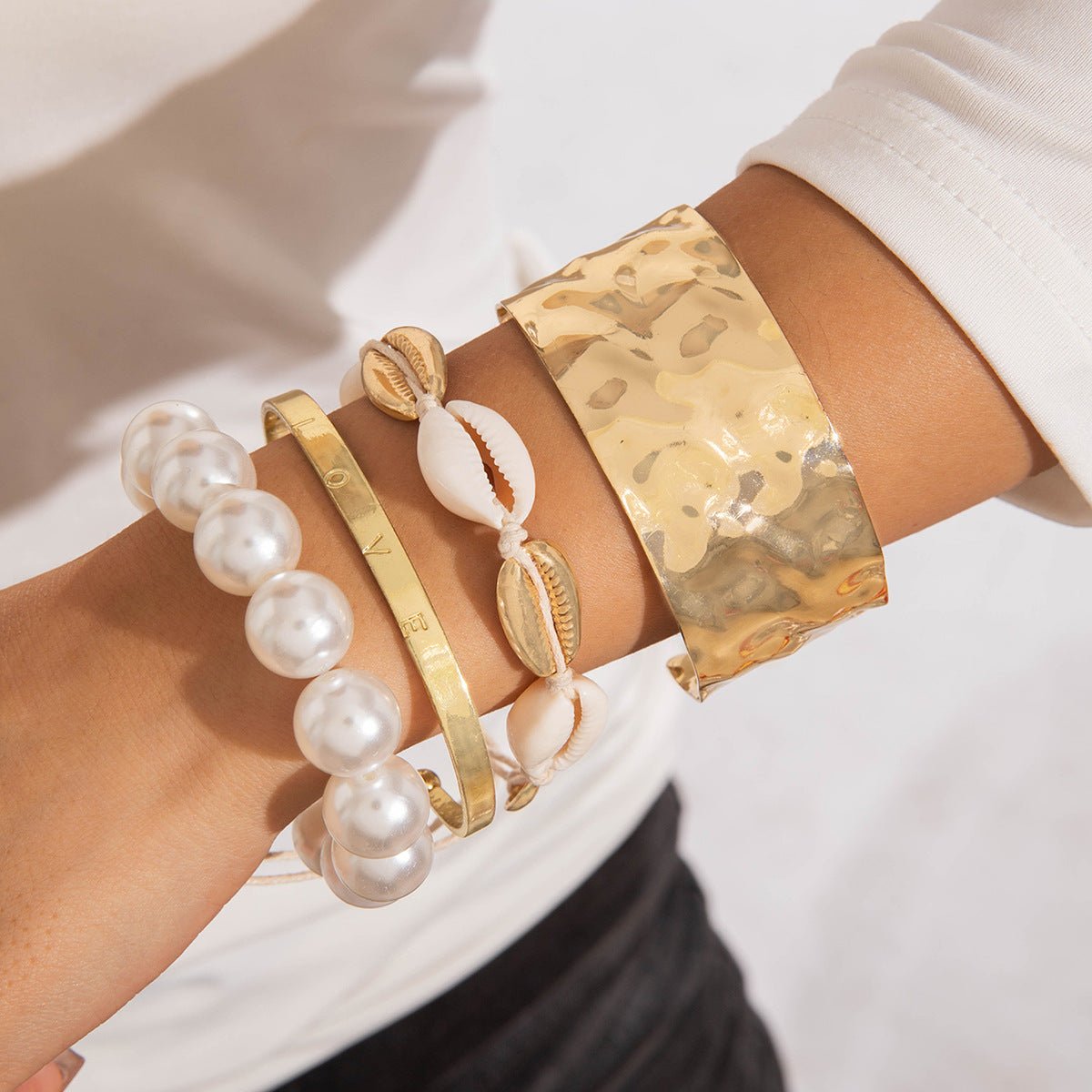 New Multi - layer Line Winding Geometric Open Bracelet Suit - Pickkart