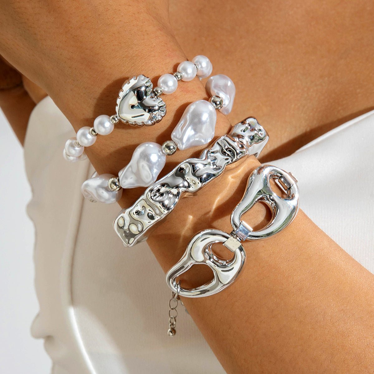 New Multi - layer Line Winding Geometric Open Bracelet Suit - Pickkart