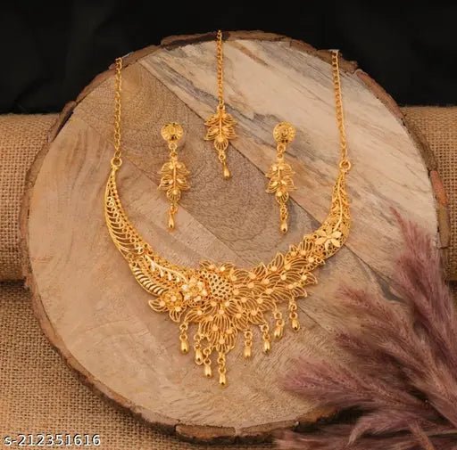 New Tready Golden Jewellery Set for Women - Pickkart