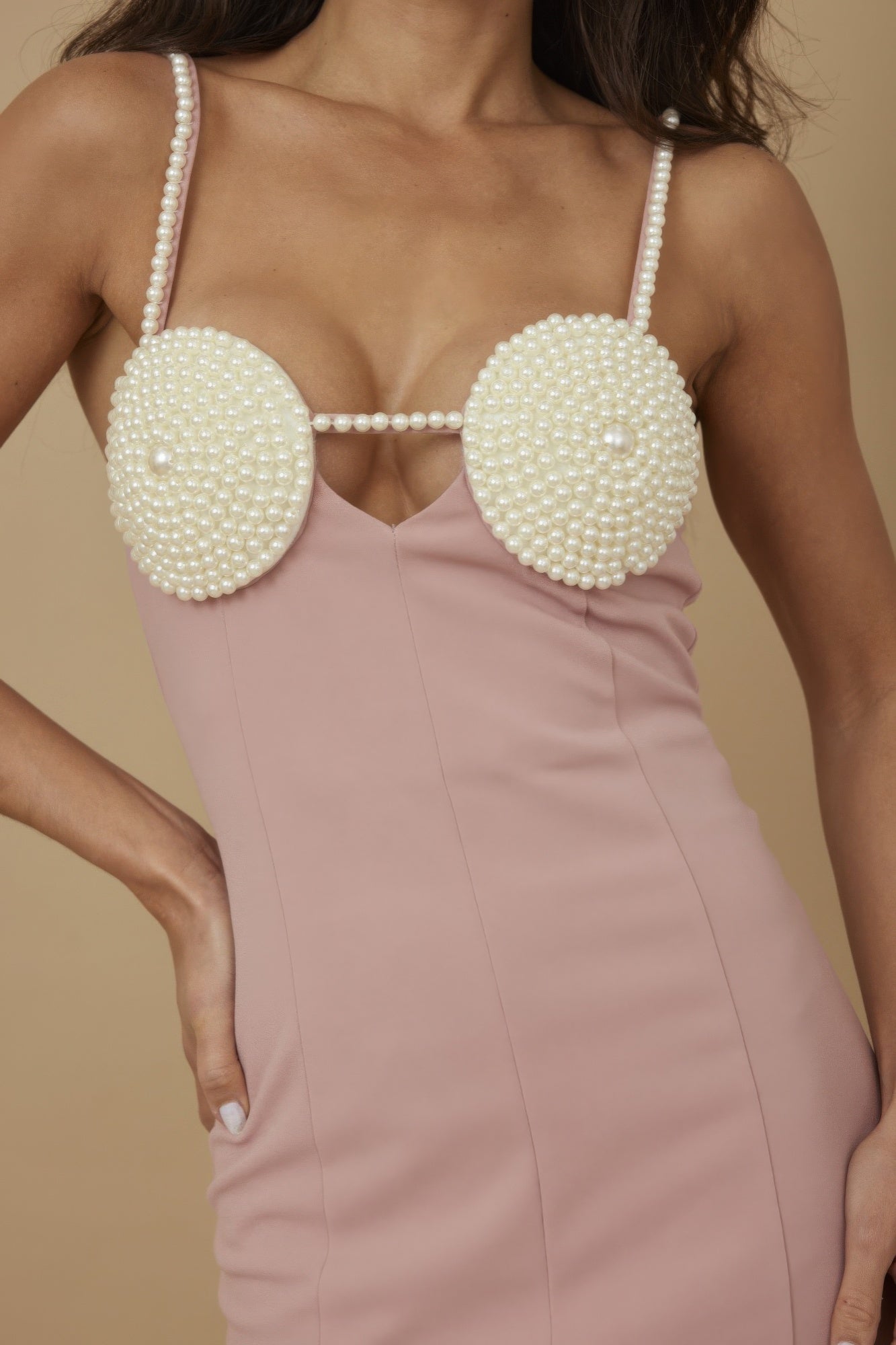 Pearl Patch Detailed Fashion Dress - Pickkart