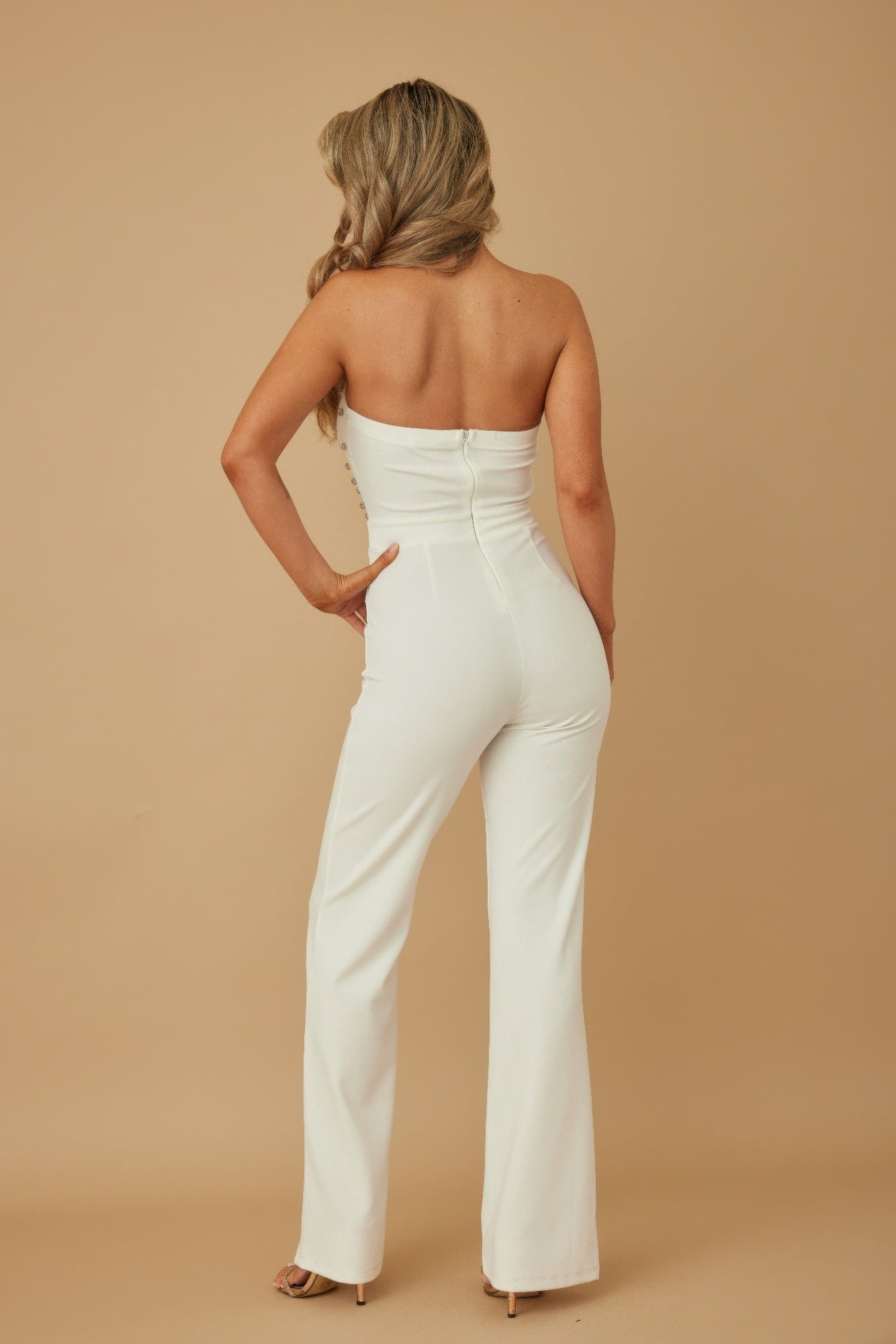 Petal Layer Flap With Rhinestones Jumpsuit - Pickkart