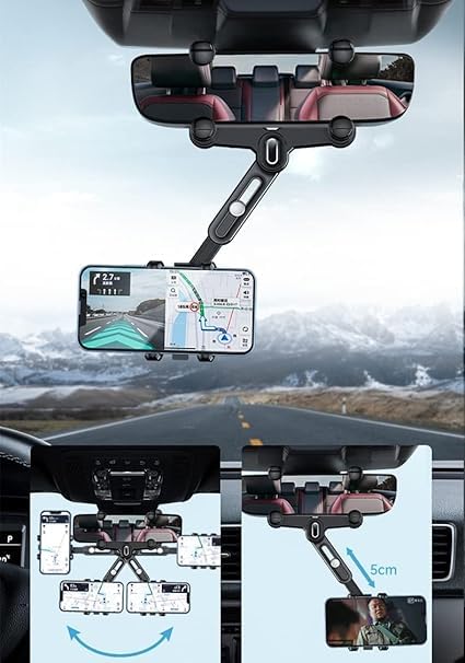 Phone Mount for Car, 2024 Upgraded Rear View Mirror Phone Holder, Universal Mount, Rotatable Phone Holder for Car Compatible - Pickkart