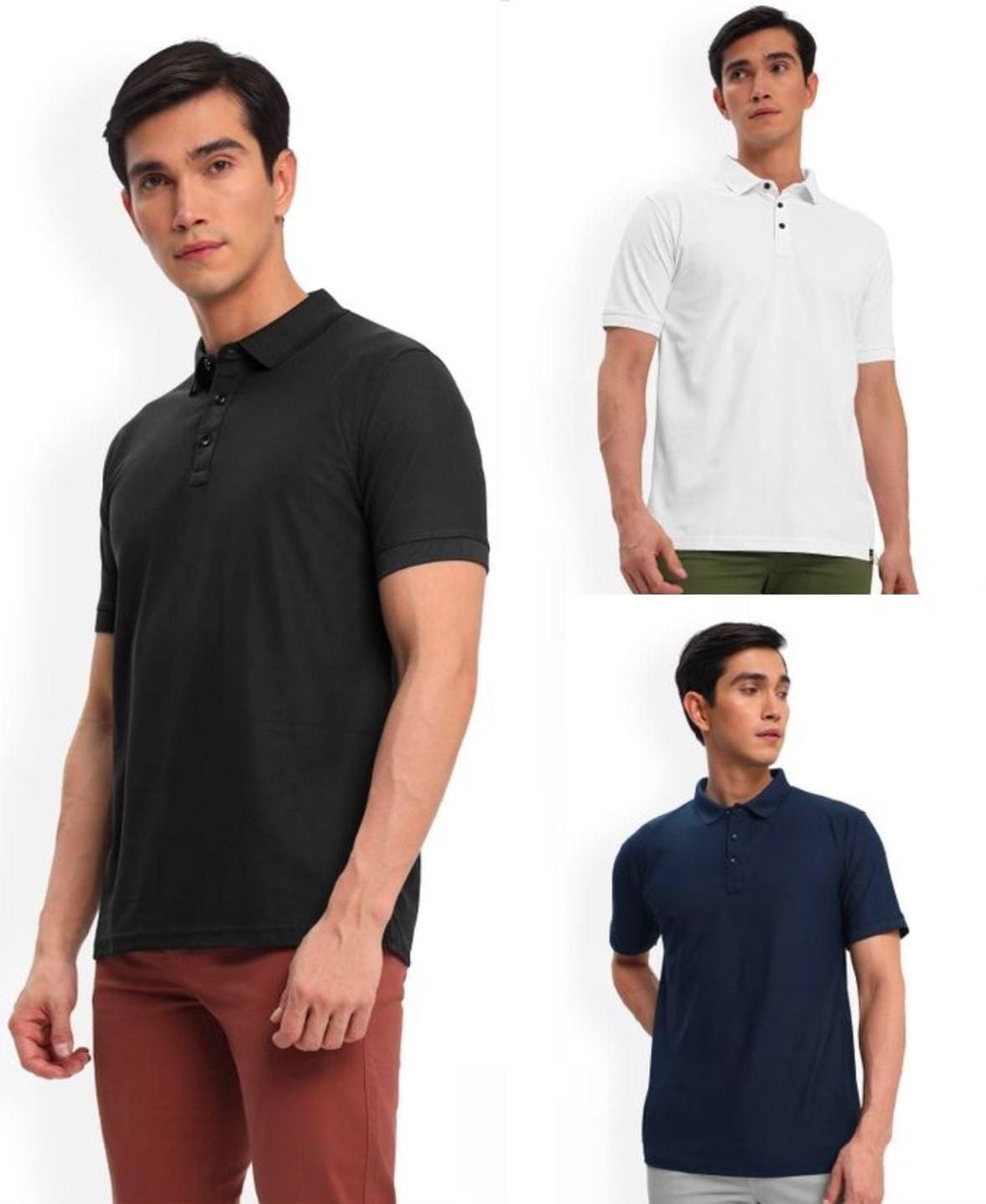 Poly Cotton Solid Half Sleeves Mens Polo T-shirt (Pack of 3) - Pickkart
