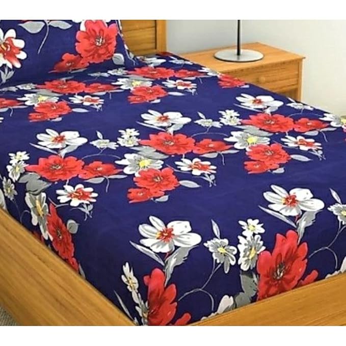Polycotton 3rd Print Bedsheet with 1 Pillow Cover for Single Bed - Pickkart
