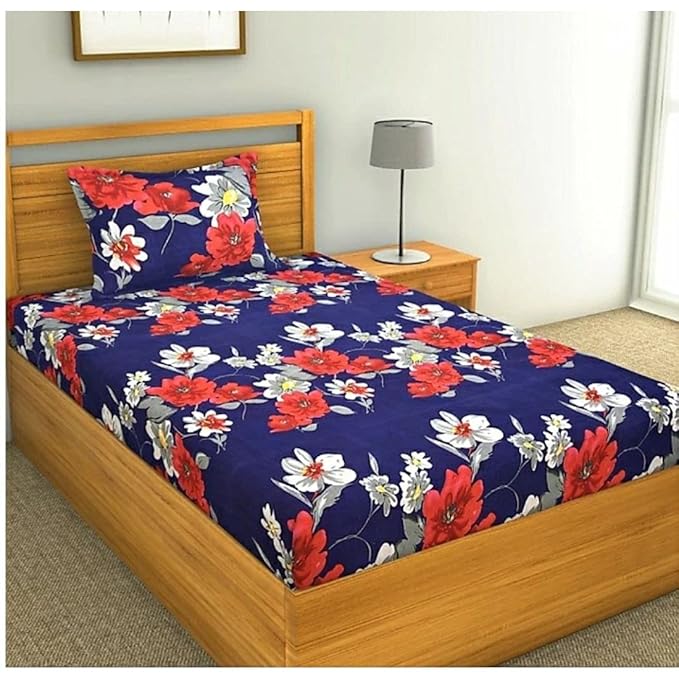 Polycotton 3rd Print Bedsheet with 1 Pillow Cover for Single Bed - Pickkart