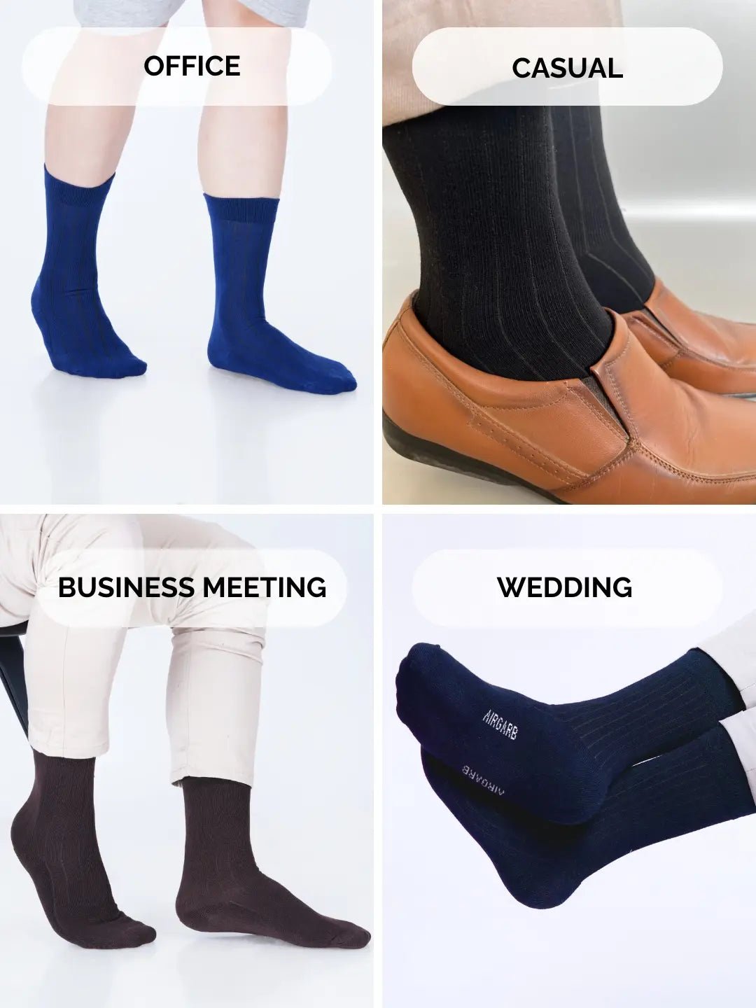 Premium Cotton Crew Dress Socks for Men & Women - White - Pickkart