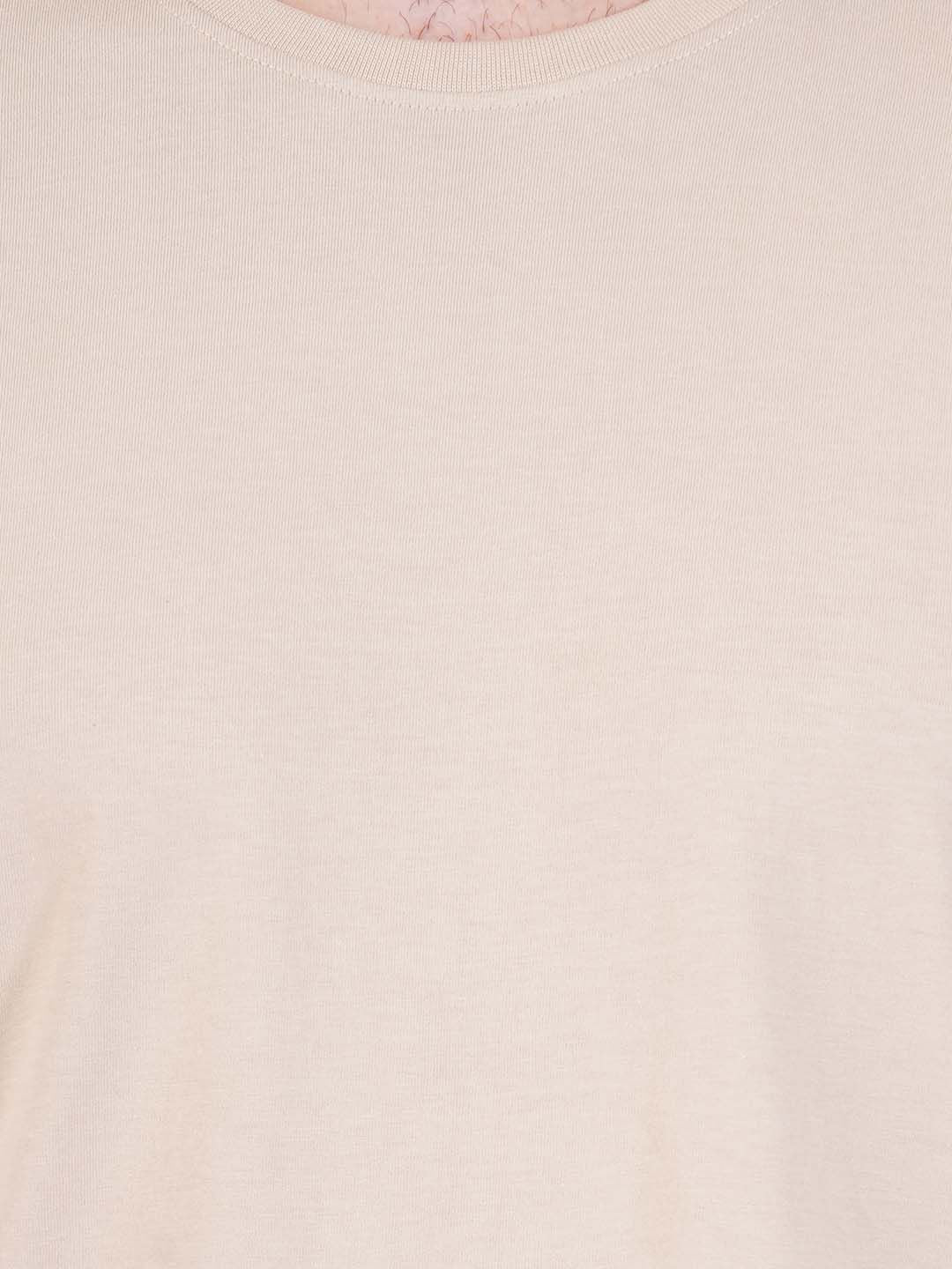 Pure Cotton T-Shirt for Men and Women - Beige - Pickkart